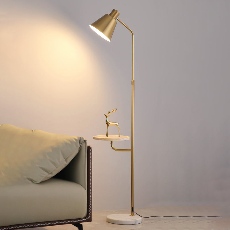 Minimalist Conical Shade Floor Lamp Metal 1-Light Living Room Standing Light