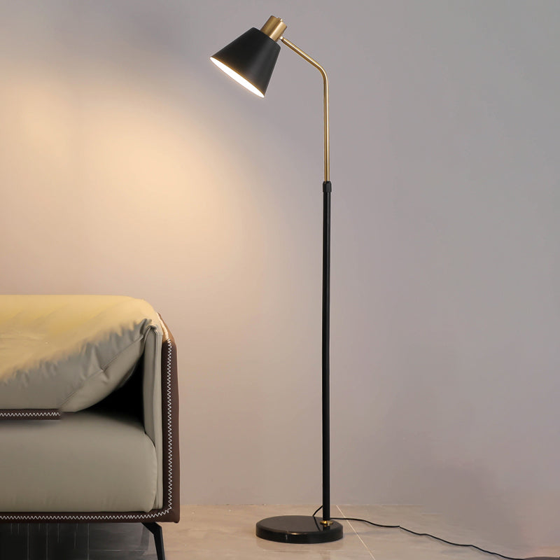 Minimalist Conical Shade Floor Lamp Metal 1-Light Living Room Standing Light