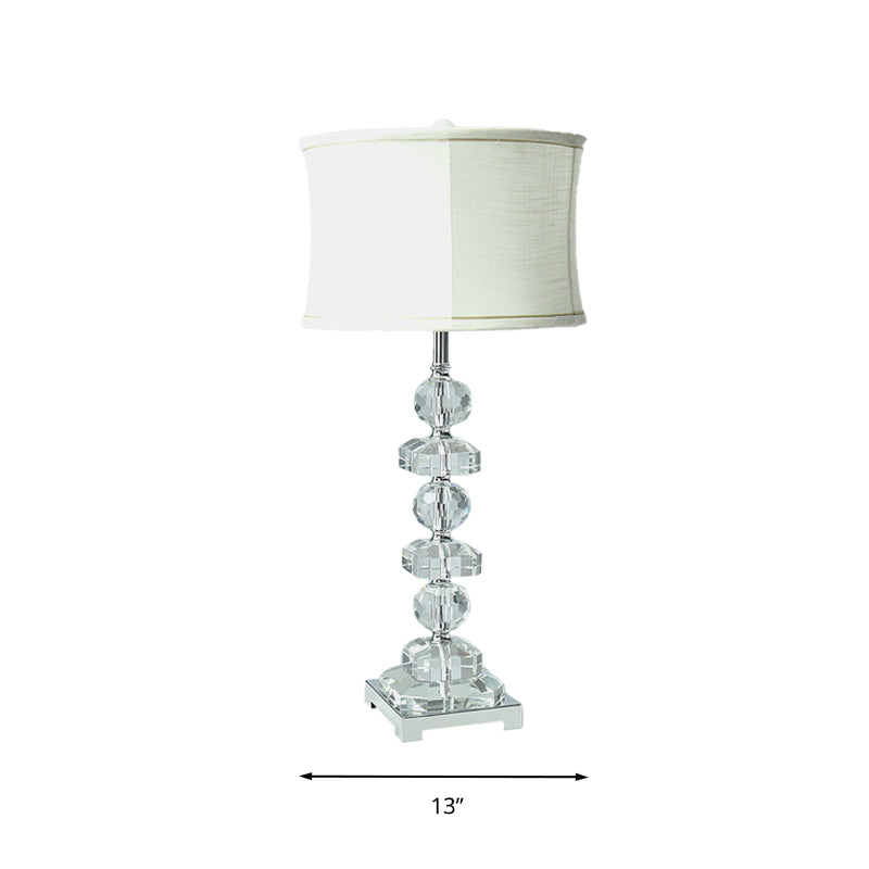 Crystal White Night Table Light Drum Single Head Traditional Style Style Style Table pour le salon