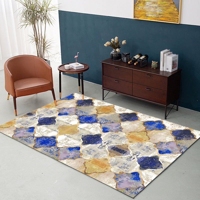 Nostalgia Moroccan Tile Carpet Polyester Indoor Rug Stain Resistant Area Carpet for Living Room