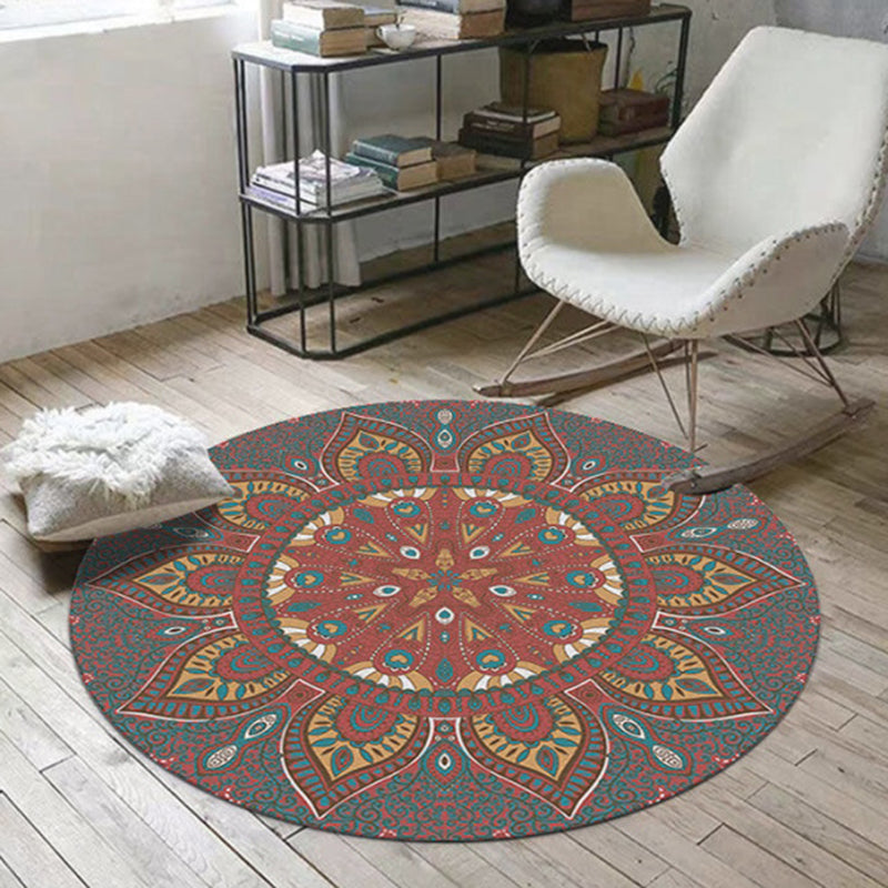 Área de sala de estar azul alfombra bohemia americana estera alfombra poliéster alfombra de área resistente