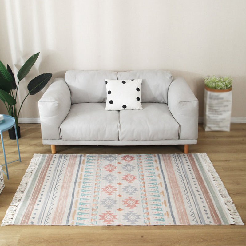 Alfombra de estampado de estampado tribal bohemio alfombra de algodón lavable alfombra alfombra interior para sala de estar