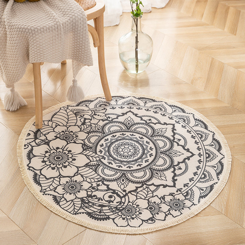 Tapis funky rond Americana Match Area Rapis coton mélange Fringe Fringe Intérieur tapis pour le salon