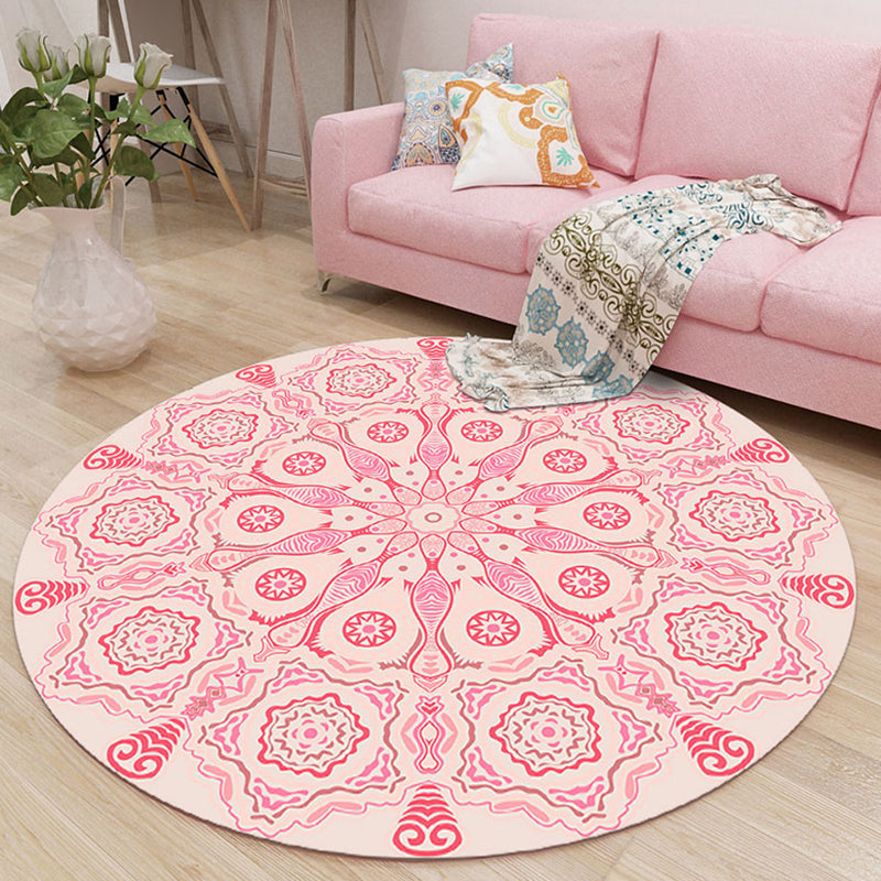 Chic Beige Americana Pattern Rug Polyester Bohemian Area Carpet Non-Slip Rug for Home Decor