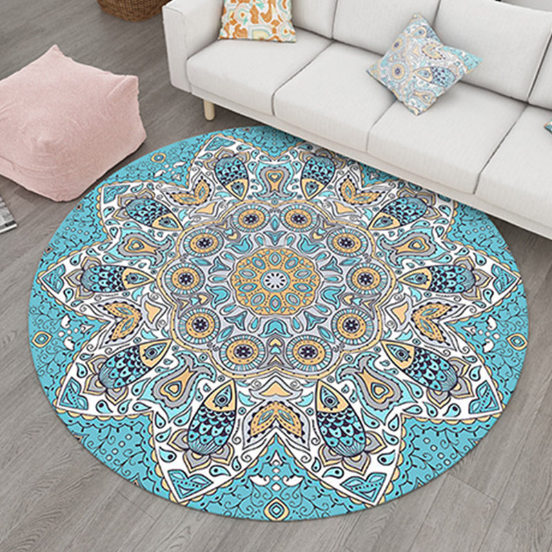 Chic Beige Americana Pattern Rug Polyester Bohemian Area Carpet Non-Slip Rug for Home Decor