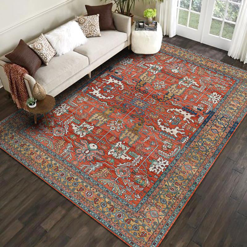 Moroccan Ethnic Style Carpet Polyester Area Rug Non-Slip Backing Indoor Carpet for Home Decoration