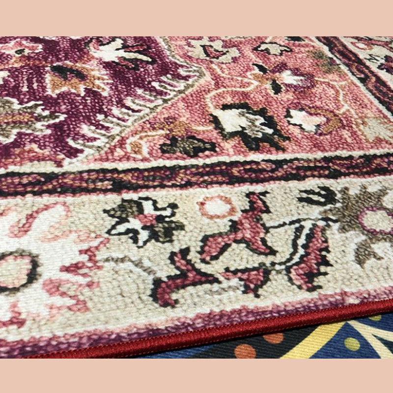 Moroccan Ethnic Style Carpet Polyester Area Rug Non-Slip Backing Indoor Carpet for Home Decoration