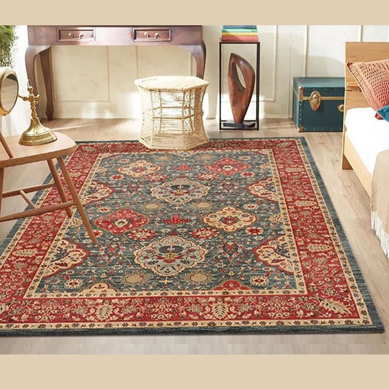 Moroccan Ethnic Style Carpet Polyester Area Rug Non-Slip Backing Indoor Carpet for Home Decoration