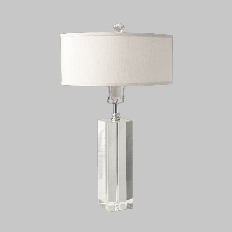 Tavolo da rettangolo bianco luce rurale cristallo rurale 1 luce da letto leggera lampada notturna con tonalità in tessuto rotondo