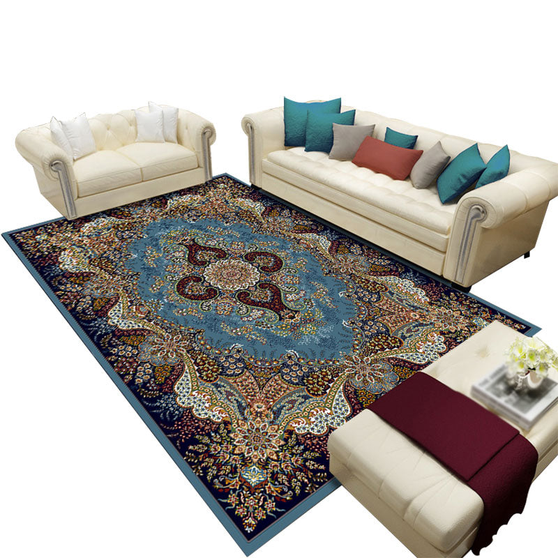 Traditional Tribal Pattern Carpet Polyester Rug Non-Slip Backing Indoor Carpet for Home Decoration