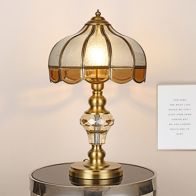 1 Light Nightstand Light Colonial Cone/Bell/Dome Crystal Night Table Lamp in Gold for Bedroom