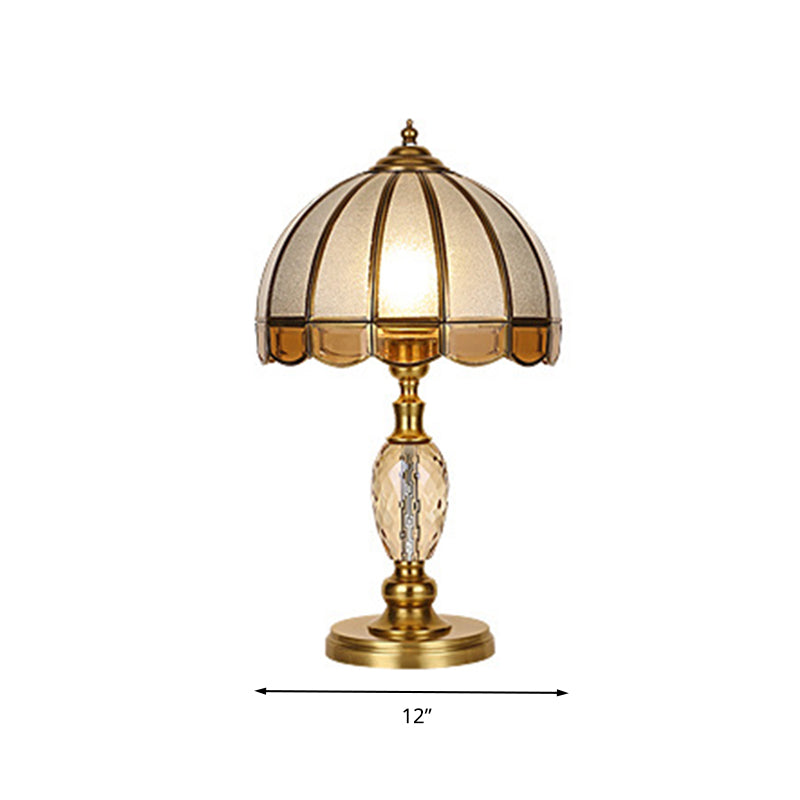 1 Light Nightstand Light Colonial Cone/Bell/Dome Crystal Night Table Lamp in Gold for Bedroom