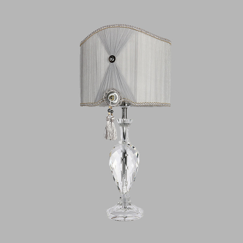 1 tête à cristal lampe minimalisme gris de nuit en forme d'urne avec ombre de tissu