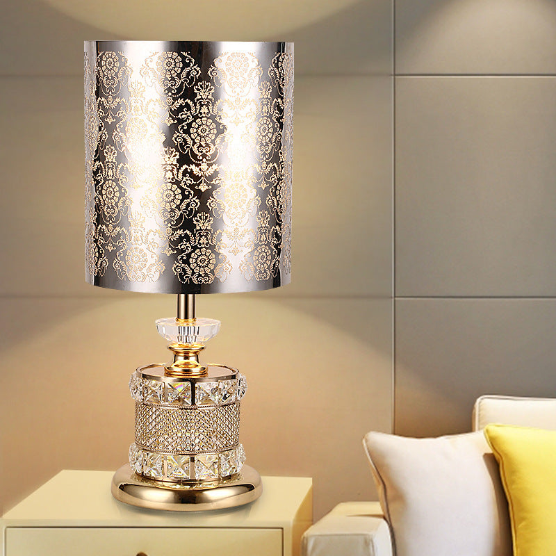 Crystal Gold Night Light Flower/Tree Single Light Traditional Nightstand Lamp for Bedroom