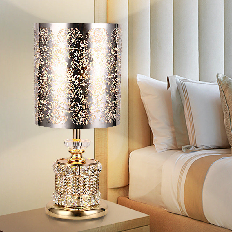 Crystal Gold Night Light Flower/Tree Single Light Traditional Nightstand Lamp for Bedroom