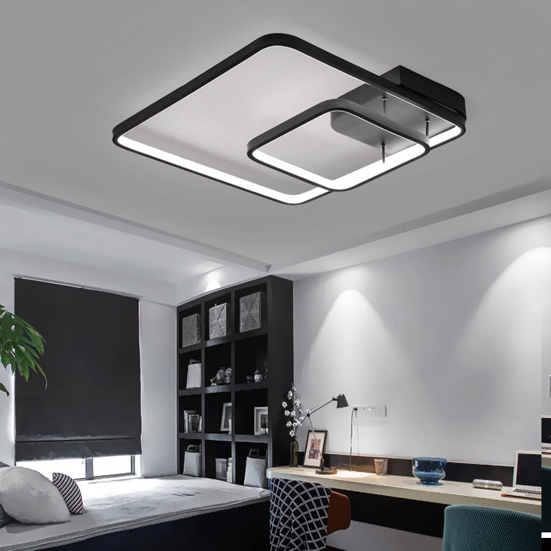 2-Squared Ceiling Light Modern Acrylic LED Semi Flush Mount Lamp for Bedroom