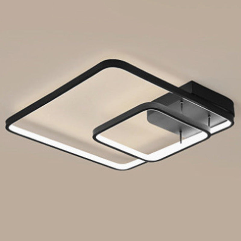 2-Squared Ceiling Light Modern Acrylic LED Semi Flush Mount Lamp for Bedroom