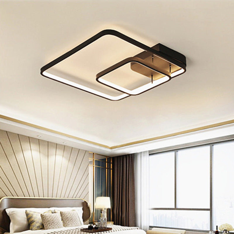 2-Squared Ceiling Light Modern Acrylic LED Semi Flush Mount Lamp for Bedroom