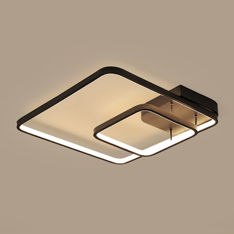 2-vierkante plafondlicht Moderne acryl LED Semi Flush Mount Lamp voor slaapkamer