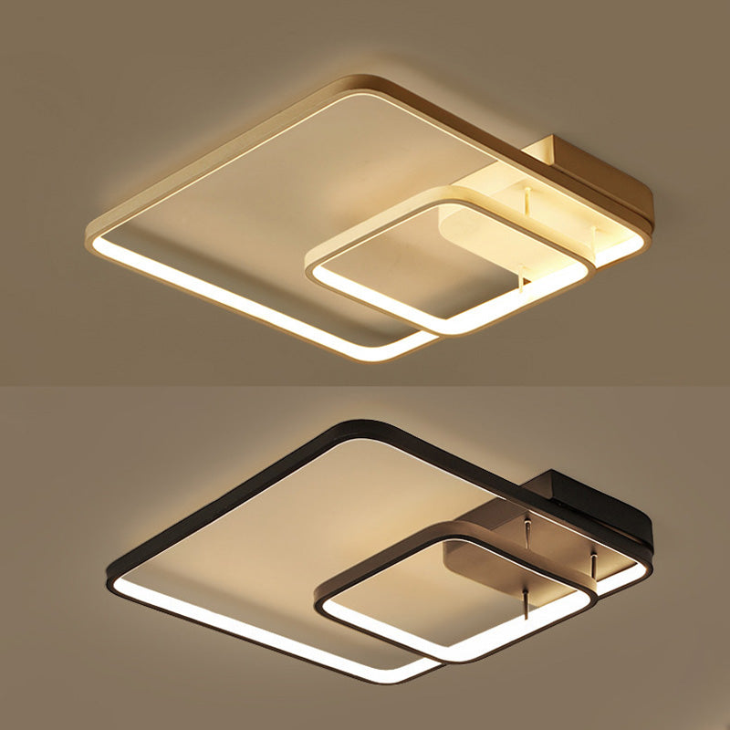 Lumo a soffitto a 2 quadrati moderni a led acrilica semi-filo per la camera da letto