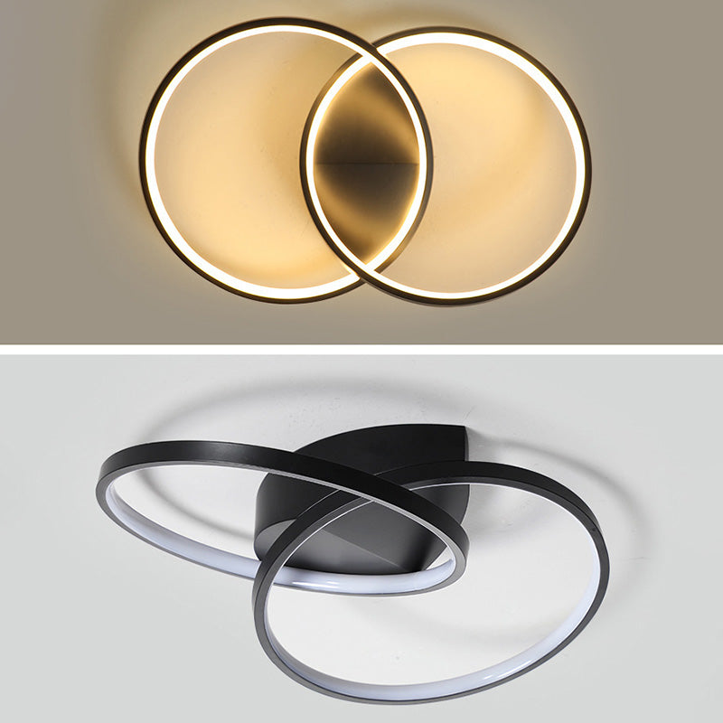 2-Ring Ceiling Light Stylish Modern Acrylic LED Semi Flush Mount Light