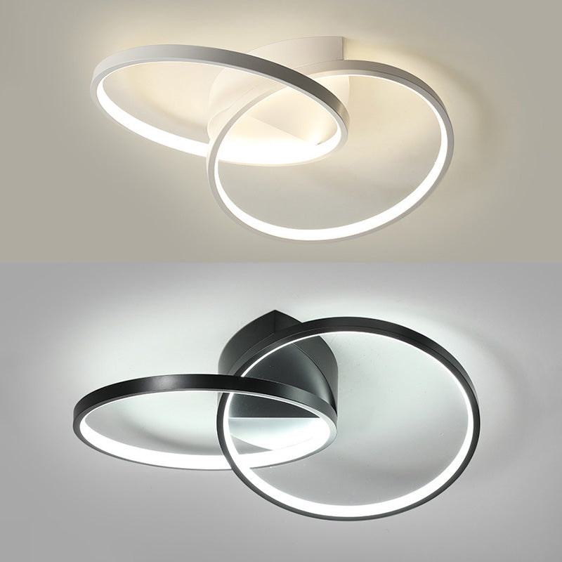 Luce a 2 anelli Luce elegante moderna a LED acrilico semifulto Luce di montaggio