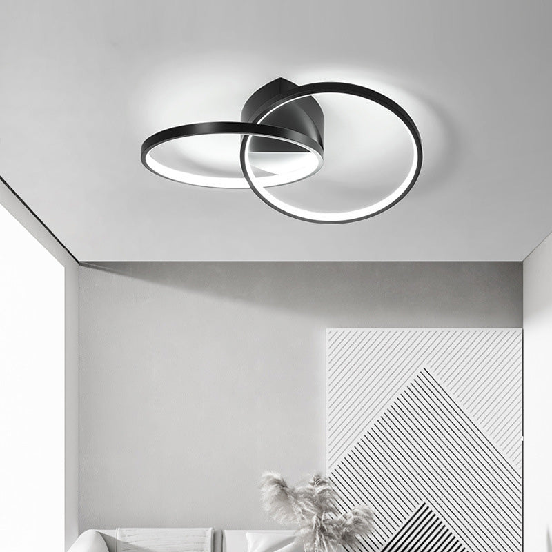 Luce a 2 anelli Luce elegante moderna a LED acrilico semifulto Luce di montaggio