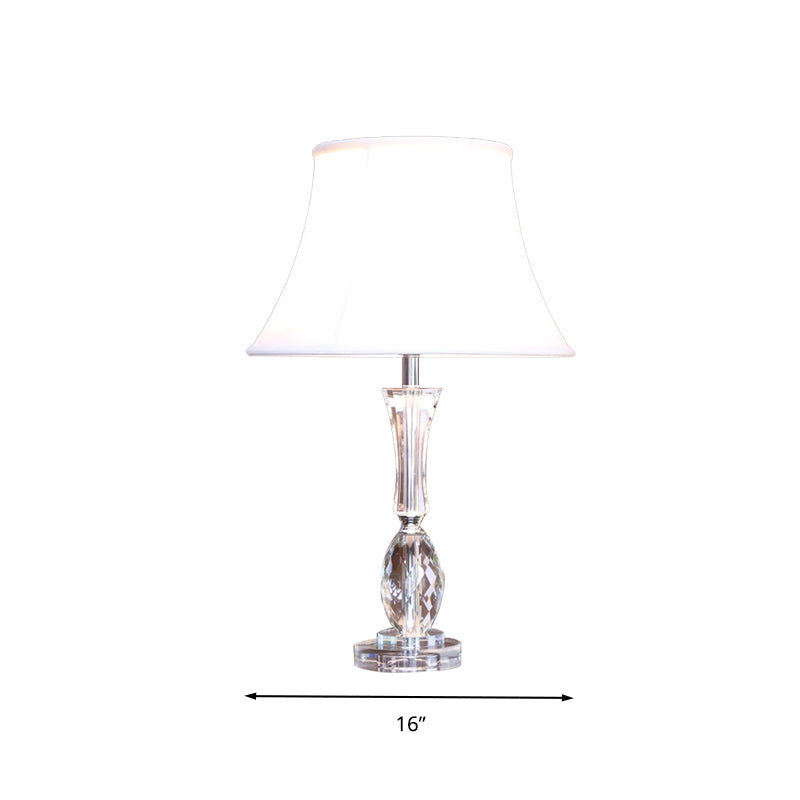 1 Light Empire Shade Table Light Traditionalism White Fabric Night Lamp with Crystal Base