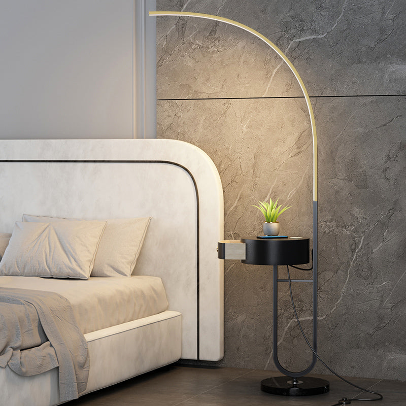 Bogen Wohnzimmer Bodenleuchte minimalistische LED -Stehlicht mit Schublade