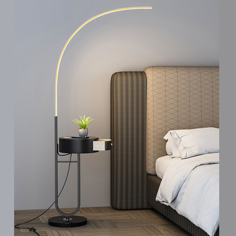 Gebogen woonkamer vloerlicht metalen minimalistische led staand licht met lade