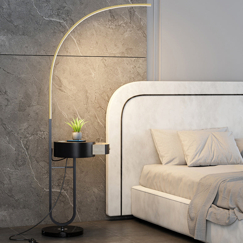 Bogen Wohnzimmer Bodenleuchte minimalistische LED -Stehlicht mit Schublade