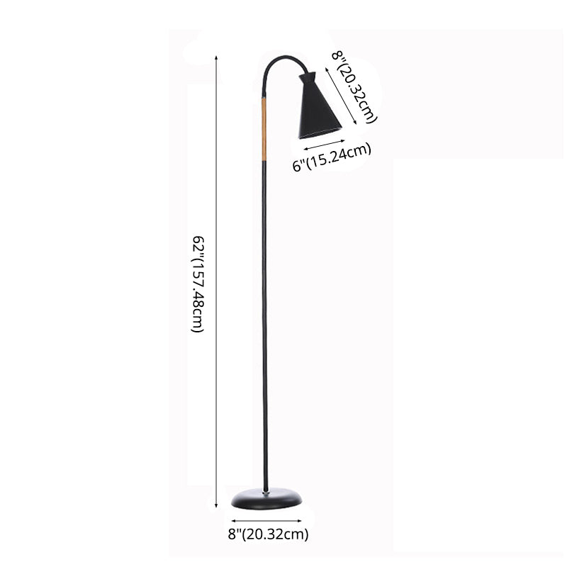 Makkaronstil 1-Bulb-Stofflampe Flexible Stehlicht mit konischem Kunststoffschatten