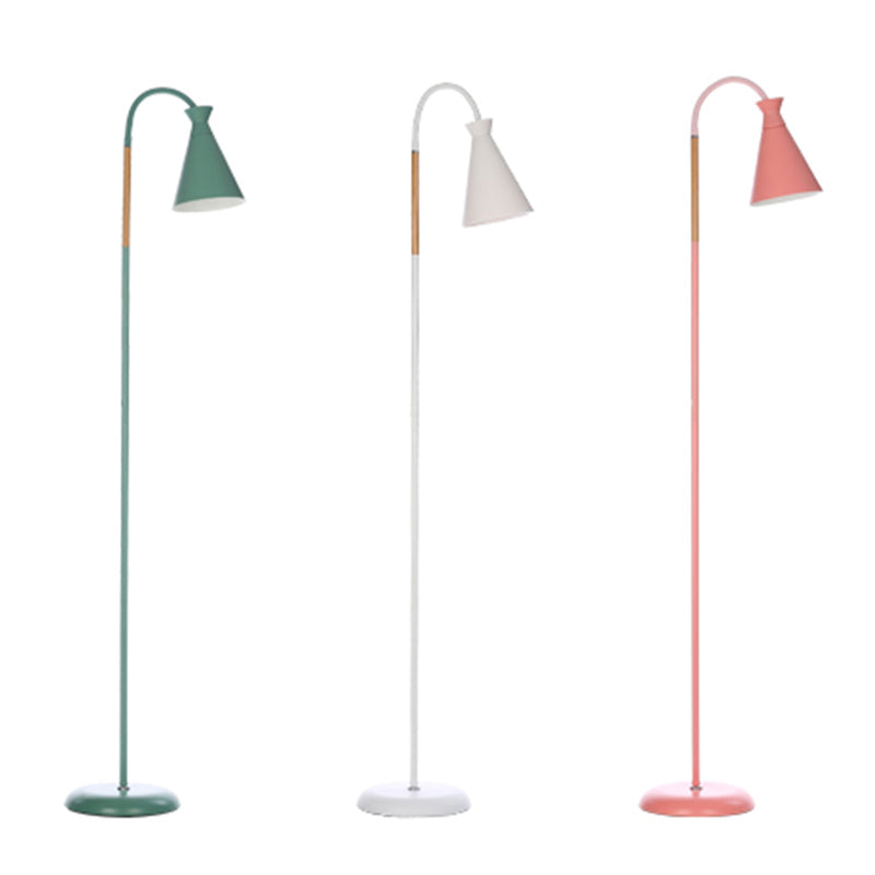 Lampadaire de style macaron 1-Bulb Light flexible debout avec une teinte en plastique conique