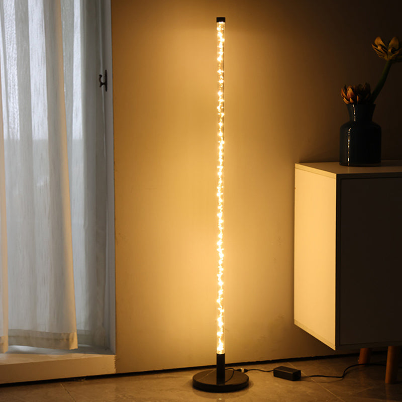 Einfachheit linearer Stehlampe Acryl Wohnzimmer Ecke LED STOLLIGE LICHT IN Schwarz