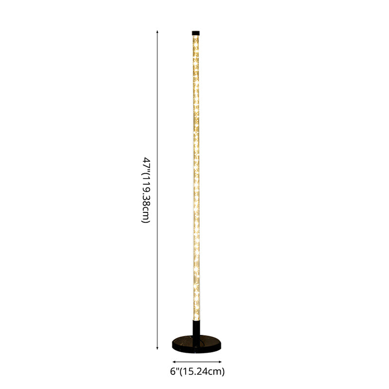 Simplicité lampadaire linéaire acrylique salon coin LED debout clair en noir