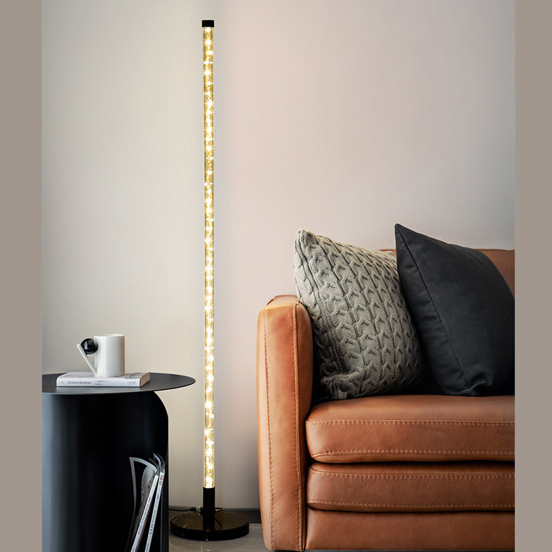 Simplicité lampadaire linéaire acrylique salon coin LED debout clair en noir