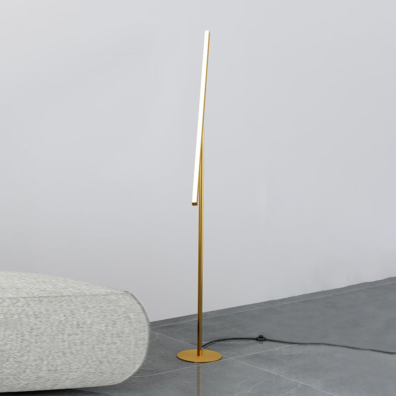 Lever Shaped Linear Floor Lamp Simple Metal Living Room LED Standing Light