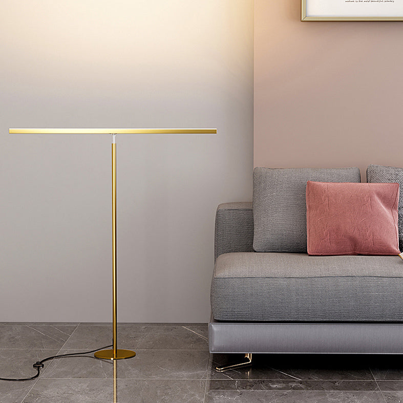 Lever Shaped Linear Floor Lamp Simple Metal Living Room LED Standing Light