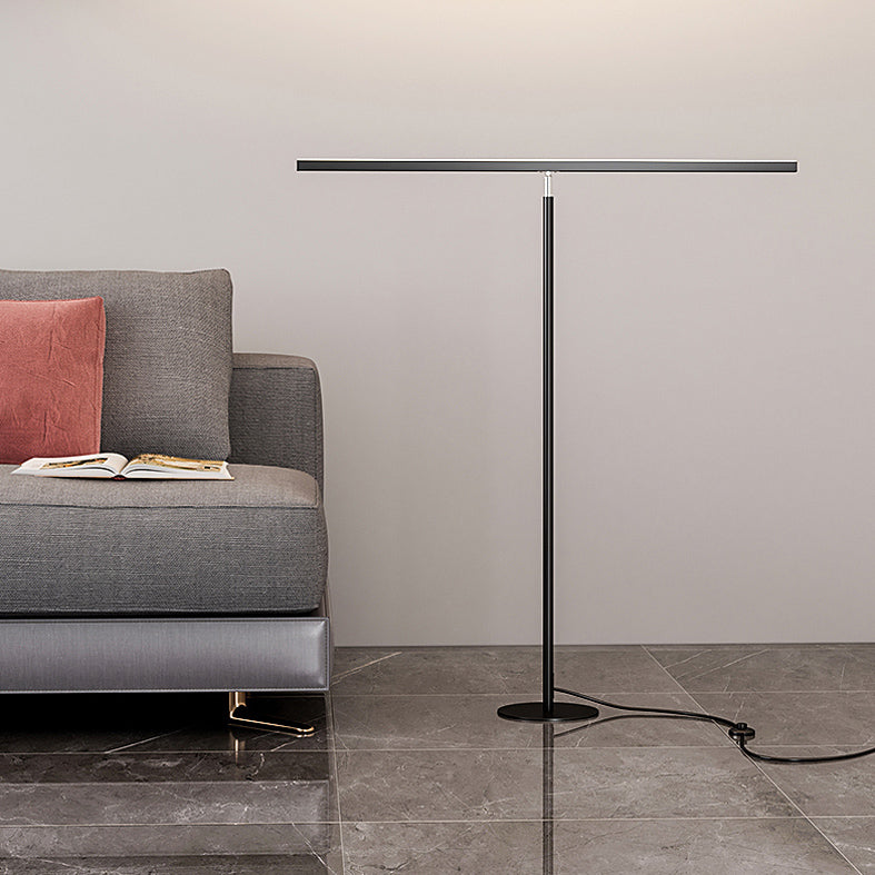 Lever Shaped Linear Floor Lamp Simple Metal Living Room LED Standing Light