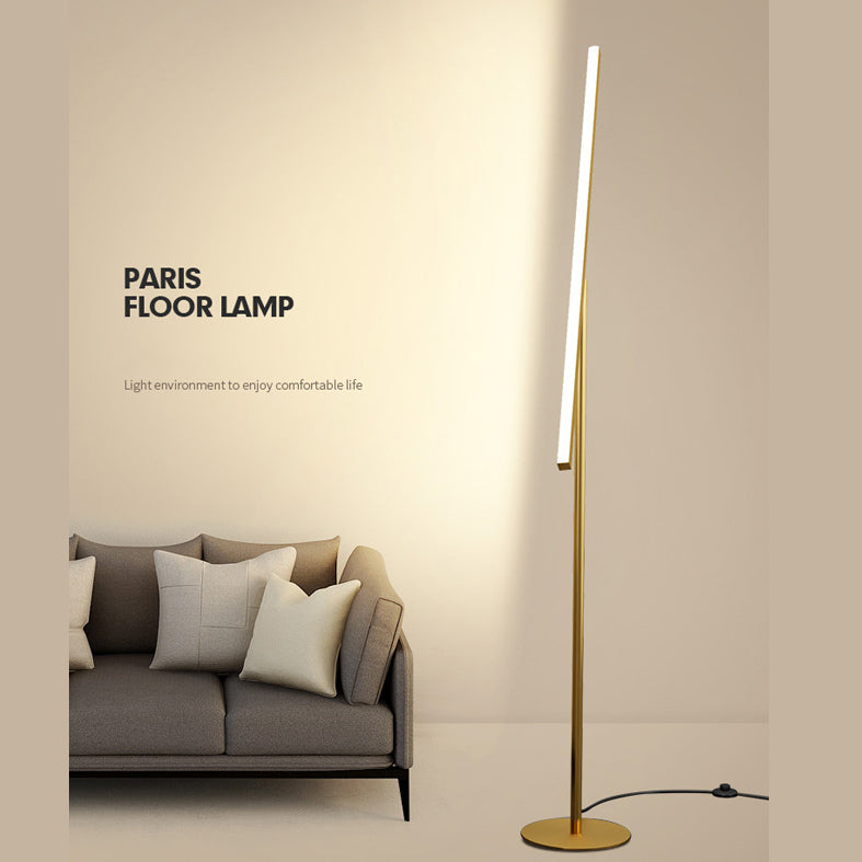 Lampadaire linéaire en forme de levier simple LED de salon métallique LED debout