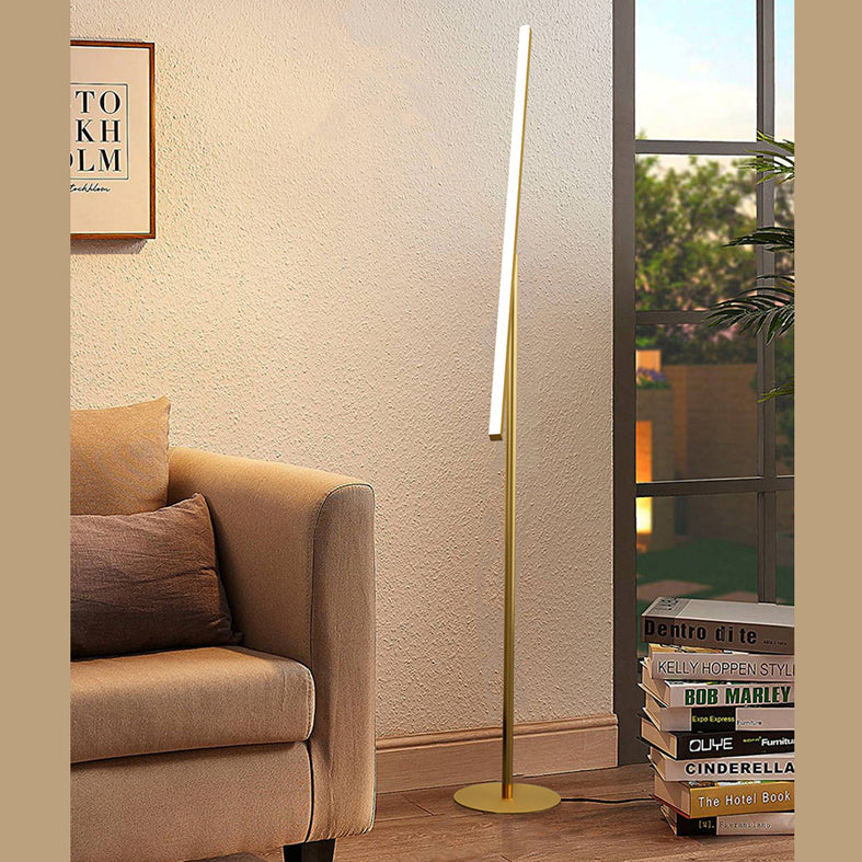 Lever Shaped Linear Floor Lamp Simple Metal Living Room LED Standing Light