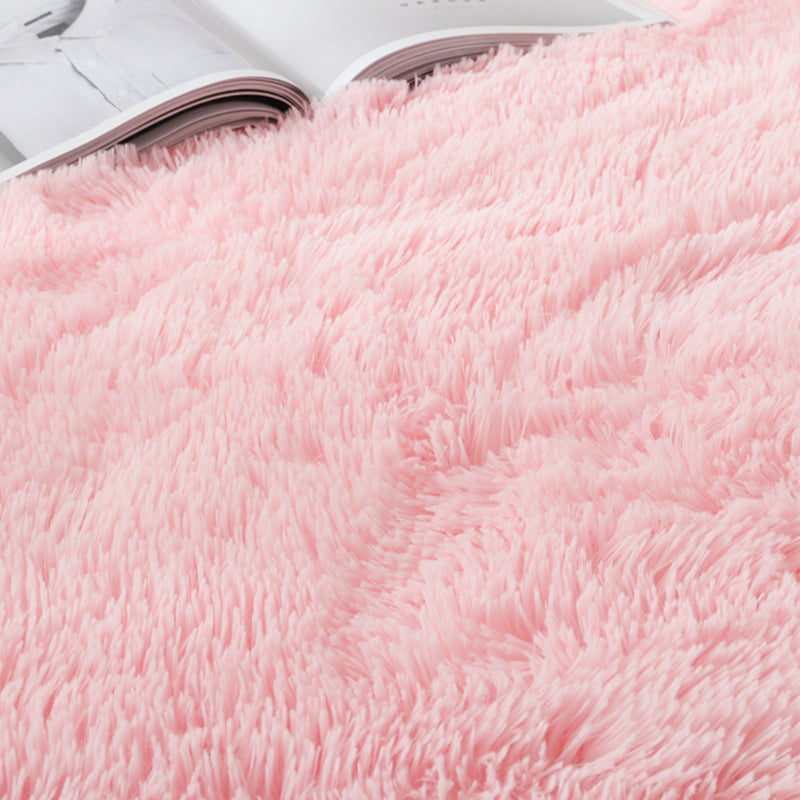 Simple Indoor Room Rug Pink Pure Color Carpet Polyester Non-Split Indoor Carpet