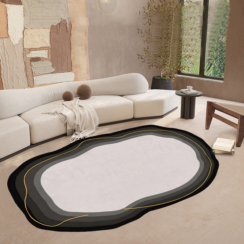 Brown Living Room Rug Casual Abstract Area Carpet Polyester Anti-Split Carpet