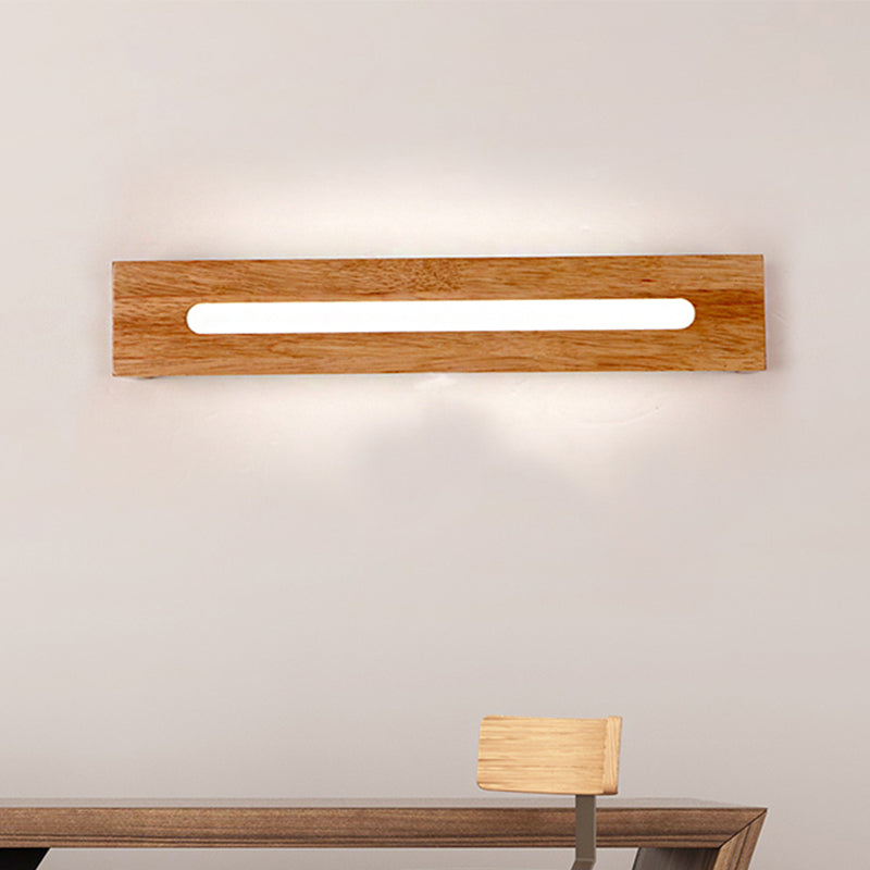 Luz de pared de madera rectangular LED modernista LED marrón montaje de montaje Luz de lámpara en luz cálida, 14 "/18" /21.5 "de ancho