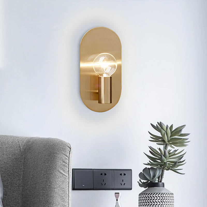 1 Glühbirnenschlafzimmerleuchte zeitgenössische goldene Wandmontage mit nacktem Glühbirnen Metallschatten