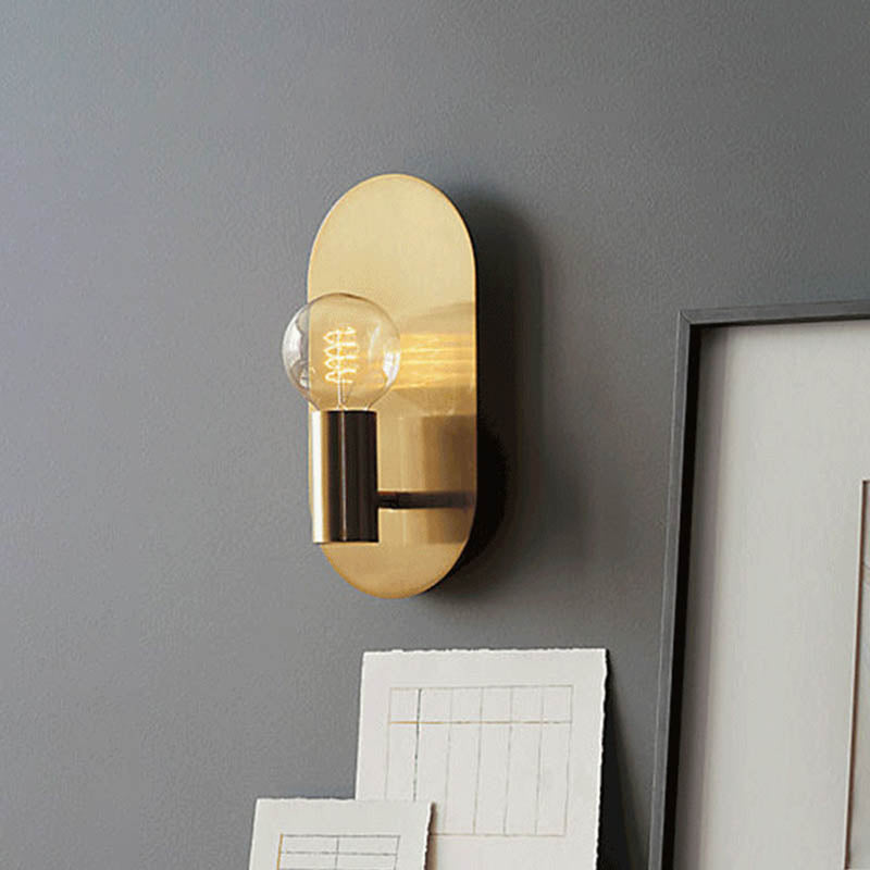 1 Bulb Bedroom Sconce Light Contemporary Gold Wall Mounted Lighting with Bare Bulb Metal Shade