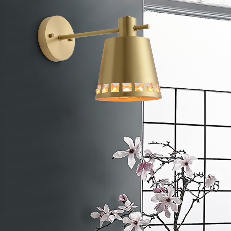 1 lampe de salle de bain de la salle de bain modernisme modernisme en laiton mural applique avec une teinte en métal baril