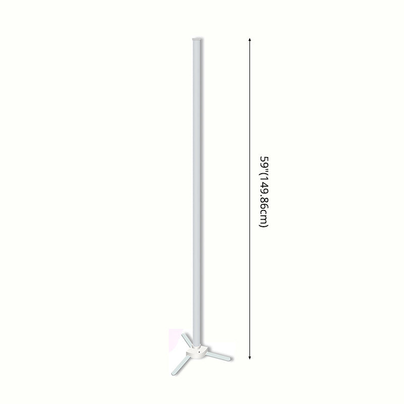 Simple Linear Standing Lamp Plastic Living Room LED Floor Light with Tripod in White