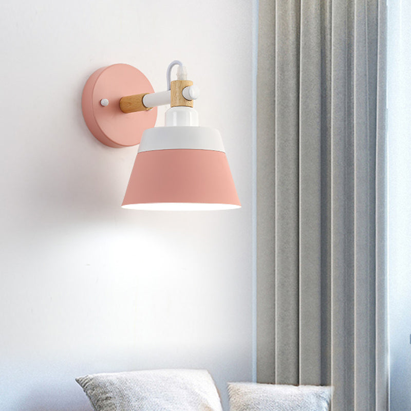 ASIAN Drum Sponce Lightsing de madera 1 Bulbo de la bulbo Lucina en la pared de la pared del dormitorio en blanco/rosa