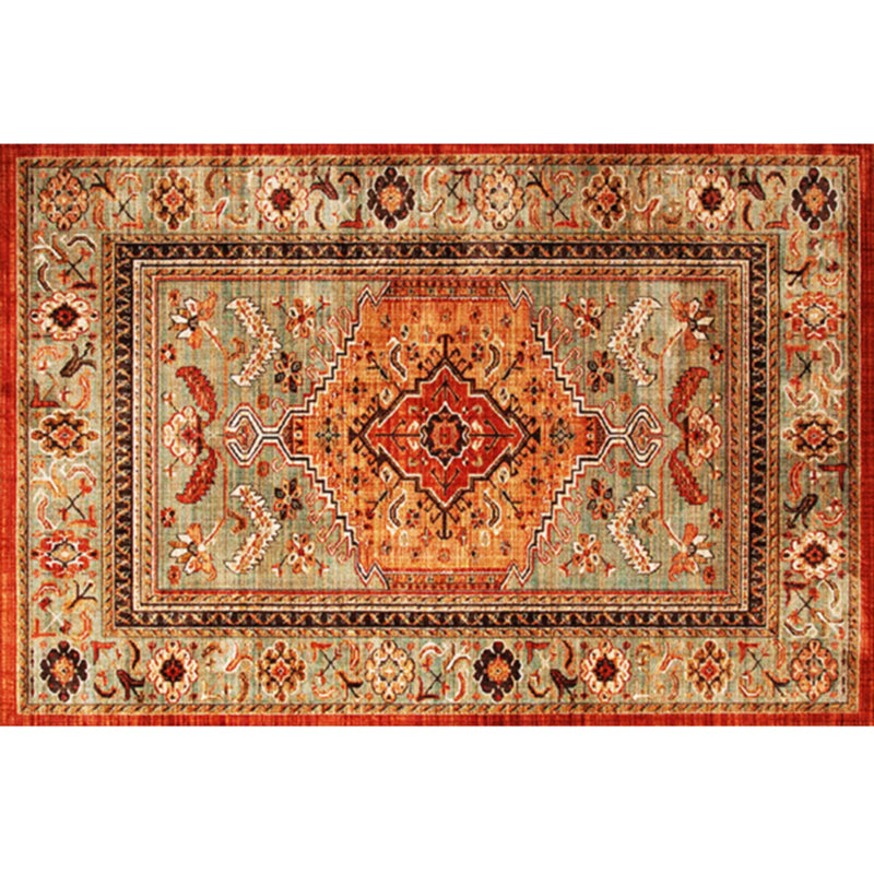 Boheemian Americanan Print Rug Red Polyester Area Rug Easy Care Tapijt voor woonkamer